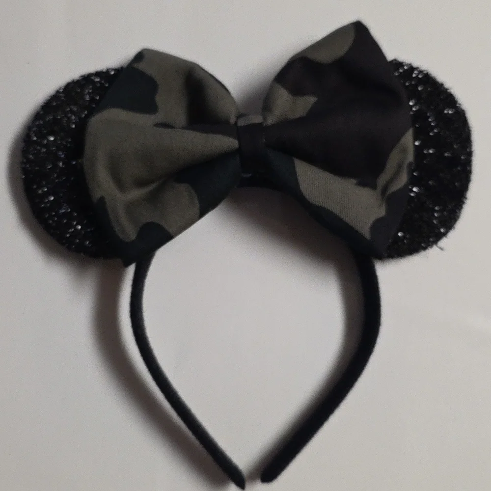 Camouflage Headband Girls Black Green Mouse Ears